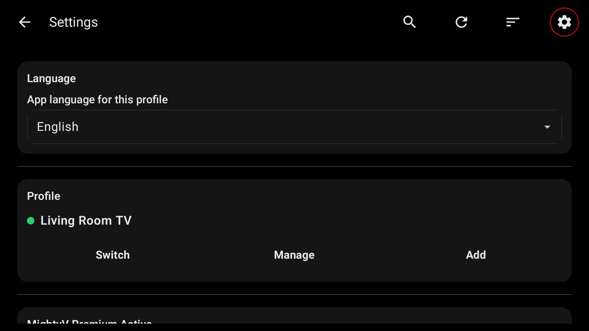 Android TV settings